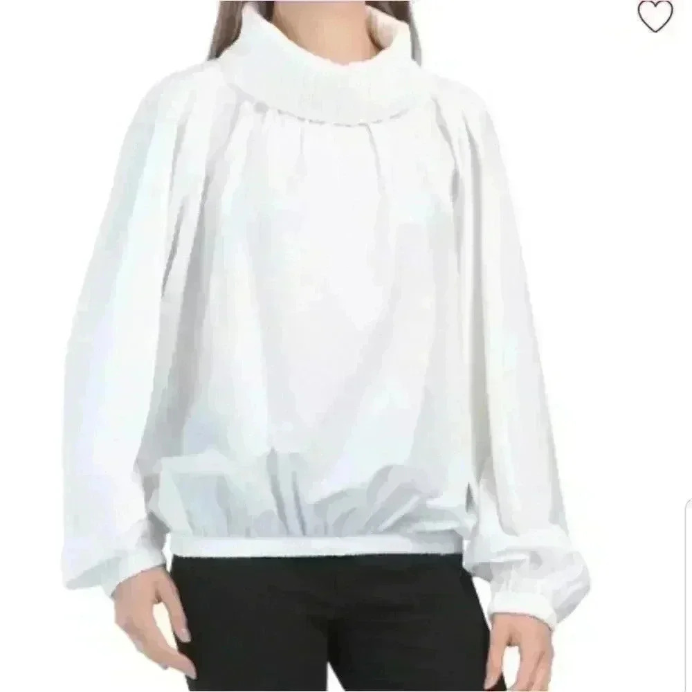 Zara Knit Cowl Collar Balloon Sleeve Oversized Top